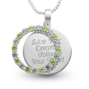   Personalized Sterling August Birthstone Pendant Necklace Gift Jewelry