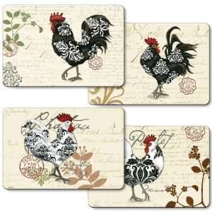  Damask Roosters Placemats, Set of 4