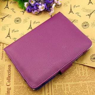 Purple PU Leather Folio Case Cover Pouch For Ebook  Kindle Touch 