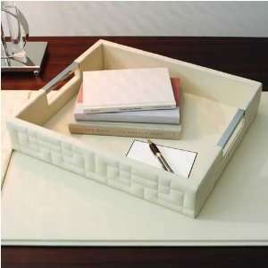  Ivory Quilted Leather Desk Blotter