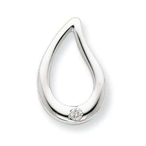   Sterling Silver Rhodium Diamond Teardrop Pendant   JewelryWeb Jewelry