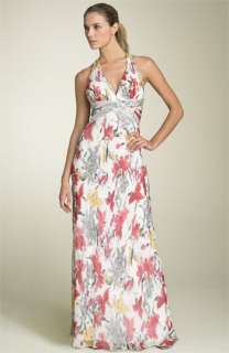 Nina Austin Jewel Strap Silk Halter Gown  