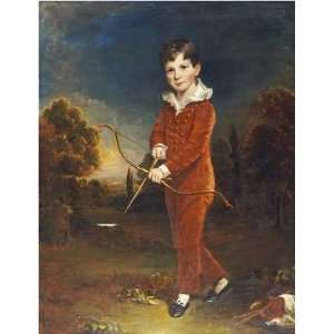  Young Boy In a Red Suit, Holding a Bow and Arrow by Arthur William 