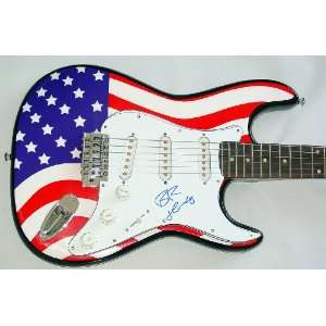 Bruce Hornsby Autographed Signed USA Flag Guitar & Proof
