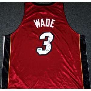 Dwyane Wade Autographed Jersey Authentic Red Heat Jersey Size (52 