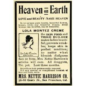  1903 Ad Nettie Harrison Lola Montez Creme Skin Tissue 