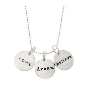 Handcrafted Baroni Love, Dream, Believe Triple/3 Disk Charm Necklace 