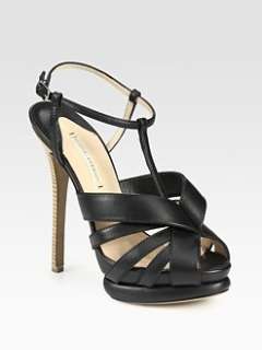 Nicholas Kirkwood   Leather Slingback T Strap Platform Sandals