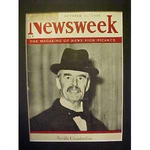 Neville Chamberlain October 16, 1939 Newsweek Magazine Professionally 