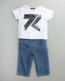3QVL 7 For All Mankind Logo Tee & Jeans Set