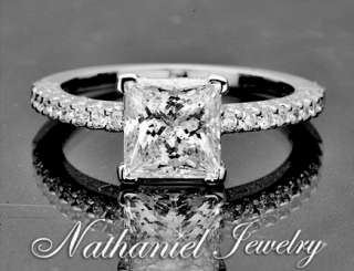   Princess Cut Solitare Certified Diamond Engagement Ring 14k White Gold