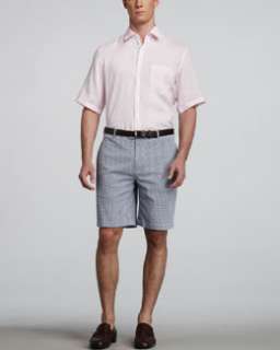   Millar Paisley Placket Short Sleeve Shirt & Gingham Seersucker Shorts