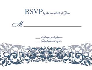 VINTAGE SCROLL WEDDING INVITATIONS & RSVP W/ ENVELOPES  