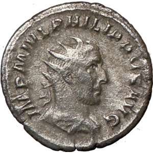  PHILIP I Arab 247AD Authentic Ancient Silver Roman Coin 