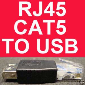 FEMALE USB TO MALE RJ45 ETHERNET CAT5 ADAPTOR CONNECTOR  