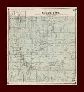Wayland Township, Michigan, Bradley, antique map,original 1873,  