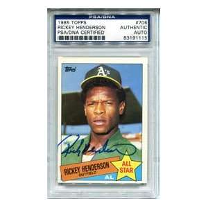 Rickey Henderson Autographed 1985 Topps Card