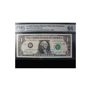  Signed Emerson, Roy $1 2003 Federal Reserve Note San 