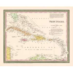   Map of the West Indies by Samuel Augustus Mitchell 