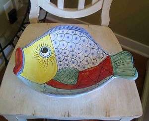 Desuir Vietri Italy Majolica Pottery Fish Figural LARGE Serving Dish 