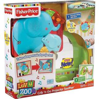 Fisher Price Luv U Zoo Crib N Go Projector Soother / Crib Mirror 