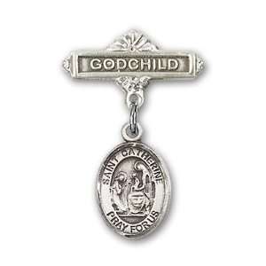   Baby Badge with St. Catherine of Siena Charm and Godchild Badge Pin
