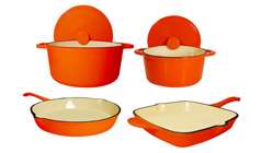 enamel cast iron 6 piece orange cookware set high quality