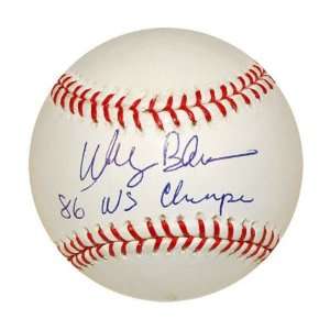  Wally Backman Autographed Baseball with 86 WS Champs 