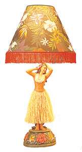   Hawaiian Poly Resin Vintage Leilani Hula Girl Lamp 37 w/shade # 60067