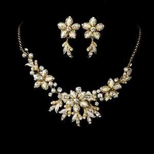 Gold Ivory Necklace & Earrings Jewelry Set  