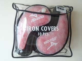 Mizuno Golf Club Iron Head Covers PU Leather Red ~ 10 Pcs Set  