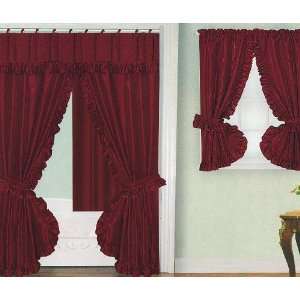 Rust Fabric Double Swag Shower Curtain with Matching Window Curtain 