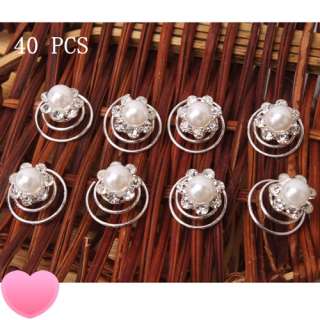 40 x Pearl Hair Twists Spins Pins wedding clips pin  
