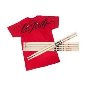  American Classic Hickory 5A Drumstick with Free T Shirt Large T Shirt