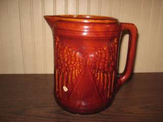 BROWN STONEWARE PITCHER   AVENUE OF TREES   BRUSH MCCOY  