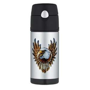   Water Bottle Bald Eagle with Feathers Dreamcatcher 