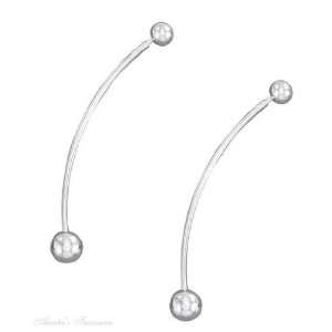   Silver 2.5 Curved Barbell Illusion Earrings Pins 6 8mm Ball Jewelry