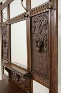 Antique Scottish Heavily Carved Oak Hall Tree Stand  