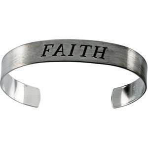    Sterling Silver 09.50 Antiqued Faith Cuff Bracelet Jewelry
