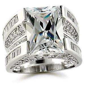 huge 12 ct emerald cz wedding engagement loaded solitaire ring