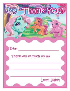 Set of 10 My Little Pony Thank You Notes Cards  