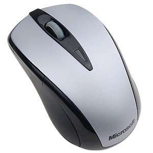 Microsoft 5 Button Wireless Mini Laser Mouse (Black/Silver 