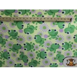  Fleece Printed Frog Flower Fabric / By the Yard 
