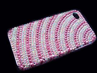 Gradient Pink Bling Swarovski Crystal Cover Case For iPhone 4 4S Gift 