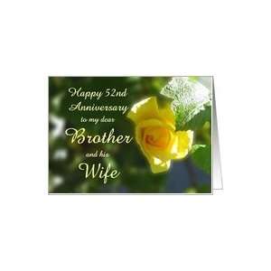 com Happy 52nd Anniversary Brother and his Wife   Yellow Rose Flowers 