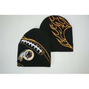   Red Zone Flame Football Embroidered Beanie Hat