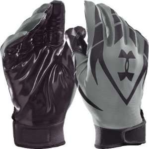 Under Armour Yth Gry/Carb HeatGear Receiver Gloves   Equipment 