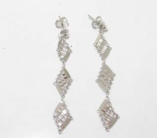   Railroad Dangle Drop Earrings Platinum Clad Sterling Silver  Italy