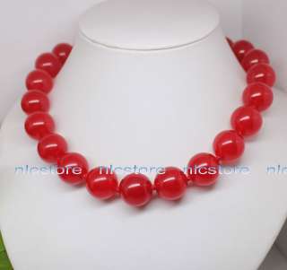 18mm red malay jade round beads necklace  