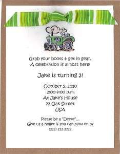 Green Tractor Birthday InvitationJohn Deere inspired  